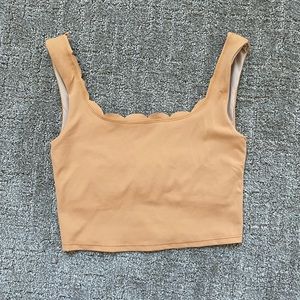 Kortni Jeane Scalloped Top in Toasted Brown